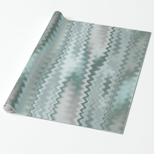 Papier Cadeau Motif aléatoire de fractale de zigzag d'Aqua (Déroulé)