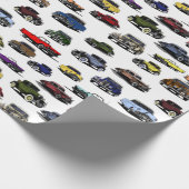 Papier Cadeau Motif aléatoire des voitures d'époque (Coin)