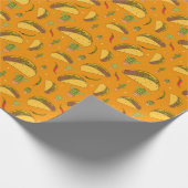Papier Cadeau Motif alimentaire mexicain Tacos et Chillies dessi (Coin)