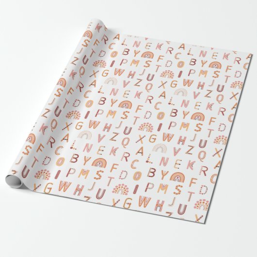 Papier Cadeau Motif Alphabet arc-en-ciel amusant (Déroulé)
