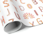 Papier Cadeau Motif Alphabet arc-en-ciel amusant (Coin rond)