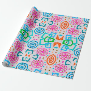 Papier Cadeau Motif américain. Impression Ikat transparente. Mod