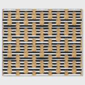 Papier Cadeau Motif Ananas Dorés Tropical (Plat)