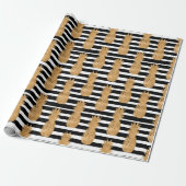 Papier Cadeau Motif Ananas Dorés Tropical (Déroulé)
