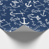 Papier Cadeau Motif Ancre bleu marine (Coin)
