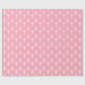 Papier Cadeau Motif Ancres roses (Plat)