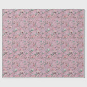 Papier Cadeau Motif Anemones de Tulipes Roses et Blanches (Plat)