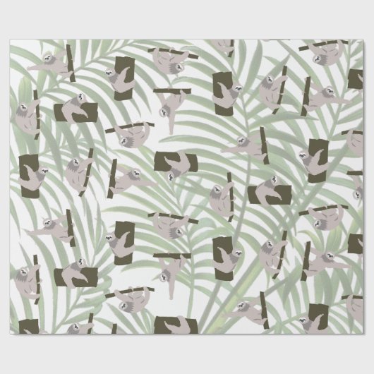 Papier Cadeau Motif animal mignon Sloth en forêt sauvage (Plat)