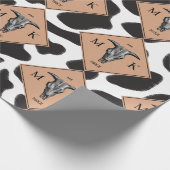 Papier Cadeau Motif animal noir et blanc Vache tache Monogramme (Coin)