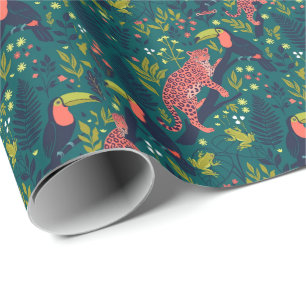 Papier Cadeau Motif animalier de jungle luxuriante