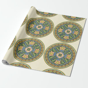 Papier Cadeau Motif antique cloisonné chinois : Vert Jade