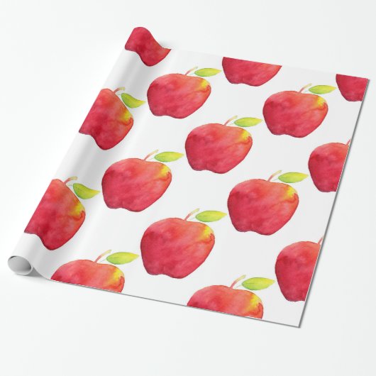 Papier Cadeau Motif Apple couleur rouge (Déroulé)