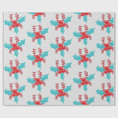 Papier Cadeau Motif Aqua et Red Holiday Berries (Plat)