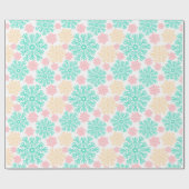 Papier Cadeau Motif Aqua Pink et Gold Snowflakes (Plat)