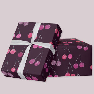 Papier Cadeau Motif aquarelle cerise