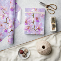 Motif aquarelle chic lilas pêche orchidée douce