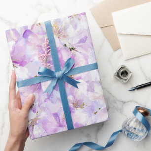 Papier Cadeau Motif aquarelle chic lilas pêche orchidée douce