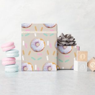 Papier Cadeau Motif aquarelle de beignet mignon avec pépites
