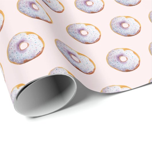 Papier Cadeau Motif aquarelle de donuts mignons (Coin rond)