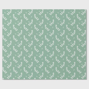 Papier Cadeau Motif aquarelle de feuilles et branches d'eucalypt