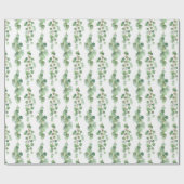 Papier Cadeau Motif aquarelle de feuilles et branches d'eucalypt (Plat)