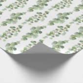 Papier Cadeau Motif aquarelle de feuilles et branches d'eucalypt (Coin)