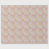 Papier Cadeau Motif aquarelle de fleurs sauvages pastel chic  (Plat)