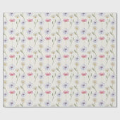 Papier Cadeau  Motif aquarelle de fleurs sauvages pastel moderne (Plat)