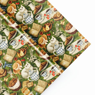 Papier Cadeau Motif aquarelle de pique-nique cottagecore avec ch