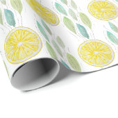 Papier Cadeau Motif aquarelle de tranches de citron (Coin rond)
