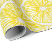 Papier Cadeau Motif aquarelle de tranches de citron (Coin rond)