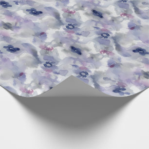 Papier Cadeau Motif aquarelle floral abstrait lavande bleu