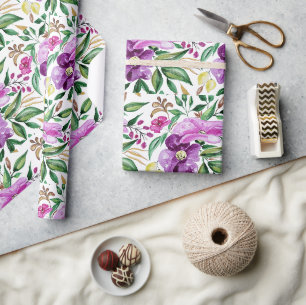 Papier Cadeau Motif aquarelle floral frais d'été