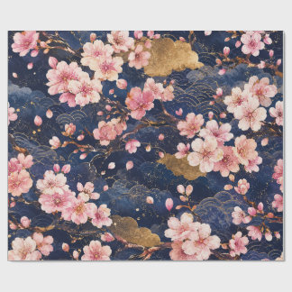 Papier Cadeau Motif aquarelle Sakura japonais | Cerisier élégant