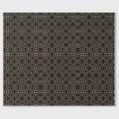 Papier Cadeau Motif arabe en or noir (Plat)