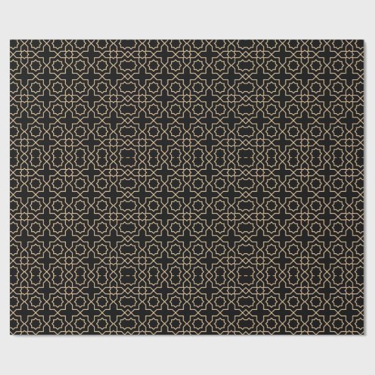 Papier Cadeau Motif arabe en or noir (Plat)