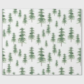 Papier Cadeau Motif Arbre de pins aquarelle (Plat)
