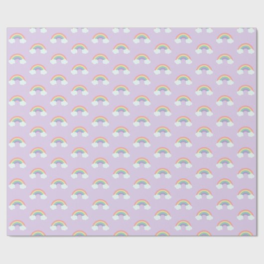 Papier Cadeau Motif arc-en-ciel et nuages (Plat)