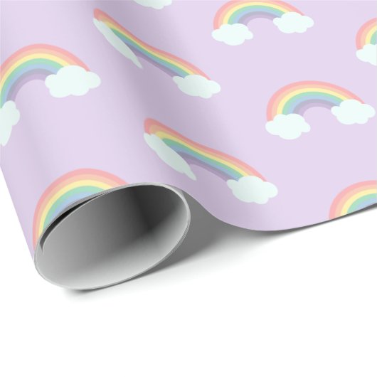 Papier Cadeau Motif arc-en-ciel et nuages (Coin rond)