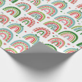 Papier Cadeau Motif arc-en-ciel moderne de Noël festif (Coin)