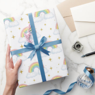 Papier Cadeau Motif arc-en-ciel ombré pailleté pastel