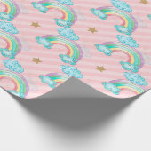 Papier Cadeau Motif arc-en-ciel rose clair (Coin)