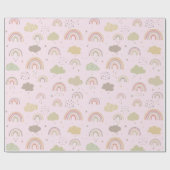 Papier Cadeau Motif arc-en-ciel rose et beige (Plat)
