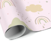 Papier Cadeau Motif arc-en-ciel rose et beige (Coin rond)