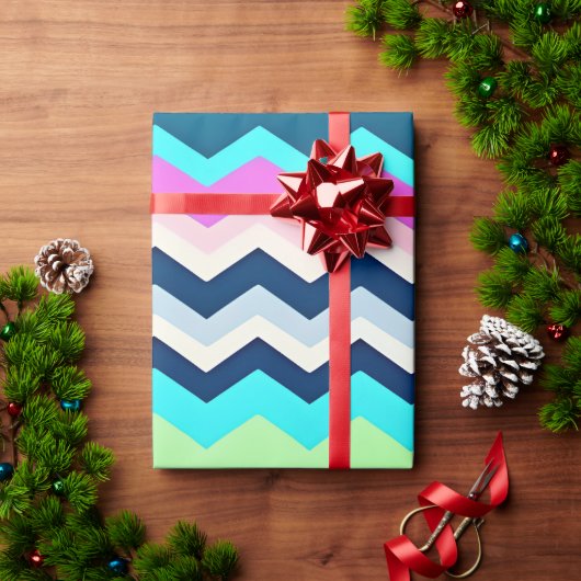 Papier Cadeau Motif arc-en-ciel Zig zagging pastel (Cadeau de vacances)