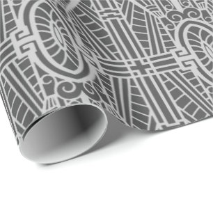 Papier Cadeau Motif architectural de Deco, gris argenté/gris