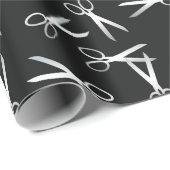 Papier Cadeau Motif argenté de ciseaux (Coin rond)