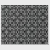 Papier Cadeau Motif Argyle Alien Noir et Gris (Plat)