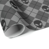 Papier Cadeau Motif Argyle Alien Noir et Gris (Coin rond)