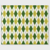 Papier Cadeau Motif Argyle Vert et Jaune (Plat)